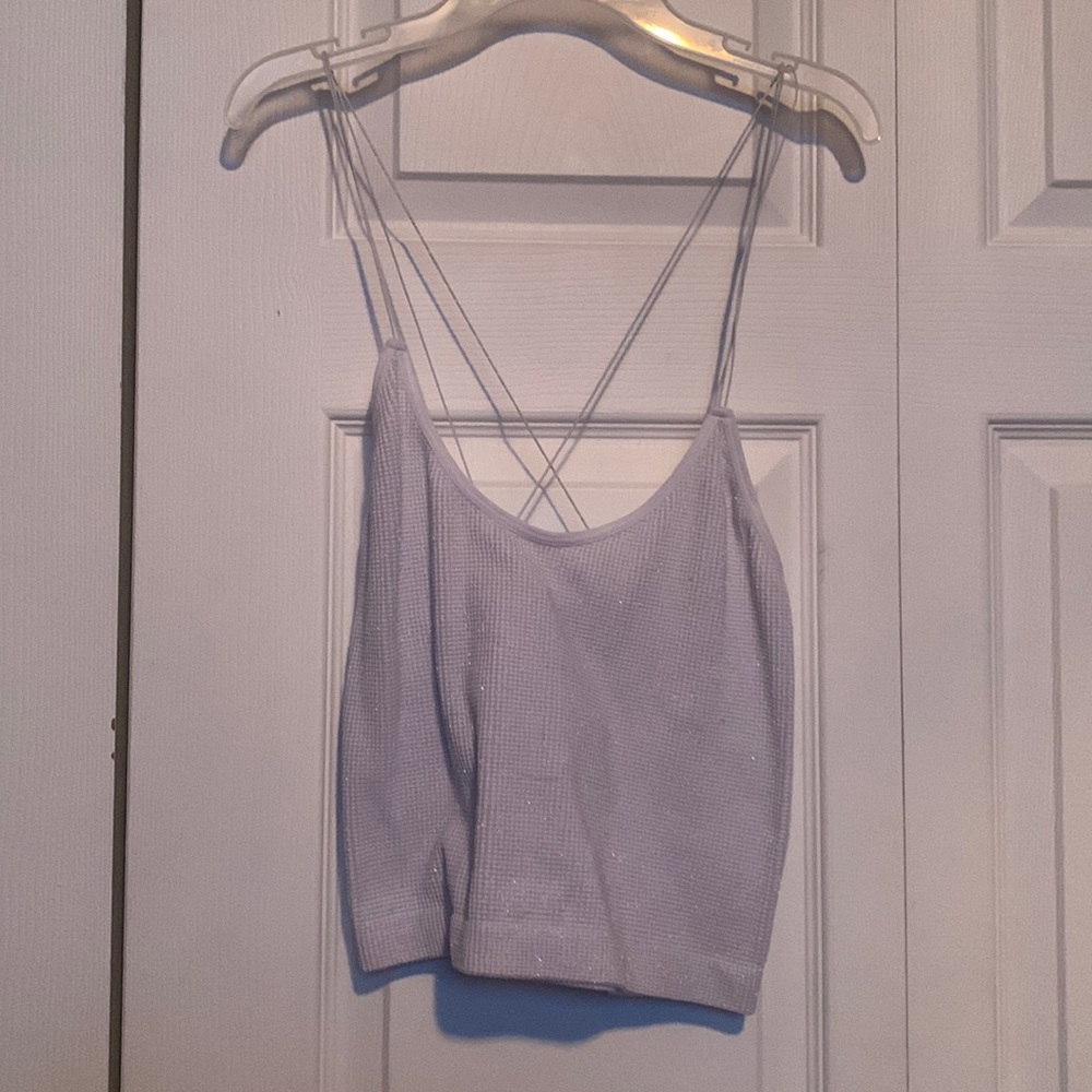 White Sparkly Strappy Crop Top